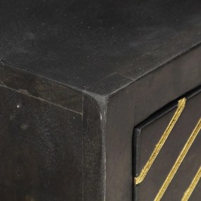 Mesa consola 90x30x75 cm mangueira maciça preto e dourado