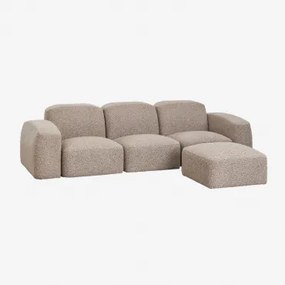 Sofá Modular E Pufe Bastian De 3 Peças Bouclé Castanho Moca - Sklum