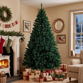 Árvore de Natal Abeto 230 cm com Ramos Articulados 1300 Pontas em PVC Ignífugo Montagem Rápida Base em Aço Ø125x230 cm Verde