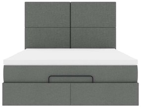 Estrutura de cama otomana com colchão 140x190cm cinzento escuro