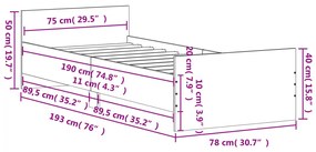 Estrutura de Cama Moona - 75x190 cm - Nogueira - Design Moderno