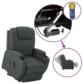 vidaXL Poltrona elevatória couro artificial cinzento