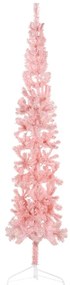 vidaXL Meia árvore de Natal fina com suporte 210 cm rosa