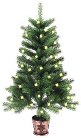 3077466 vidaXL Árvore de Natal artificial com luzes LED 90 cm verde