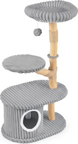 Árvore para Gatos, 56 x 41 x 105 cm, Três Plataformas Elevadas, Cinzento