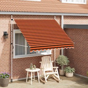 Toldo retrátil manual 250 cm laranja e castanho