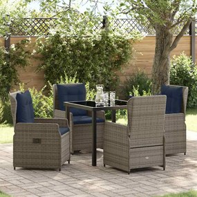 vidaXL Conjunto de Jantar para Jardim 5 pcs Cinzeto Rattan Sintético
