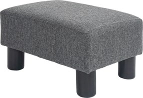 HOMCOM Puff, Assento com revestimento de tecido de aspecto linho, Enchimento de espuma, Pernas de plástico, para vários ambientes, Cinza | Aosom Portugal