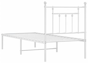 Estrutura de cama com cabeceira 75x190 cm metal branco