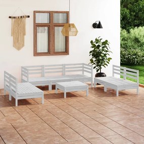 vidaXL 8 pcs conjunto lounge de jardim pinho maciço branco