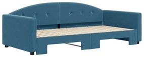 Sofá-cama com gavetão 100x200 cm veludo azul