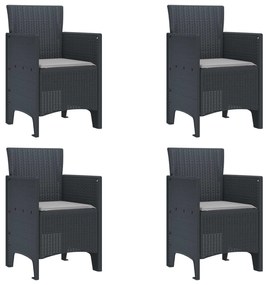 vidaXL Cadeira de Jardim 4 pcs Antracite 53 x 49 x 85 cm Polipropileno
