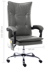 Cadeira escritório c/ função massagem couro artific. antracite