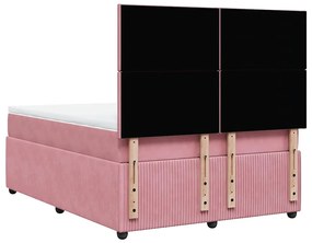 Cama com molas/colchão 160x200 cm veludo rosa