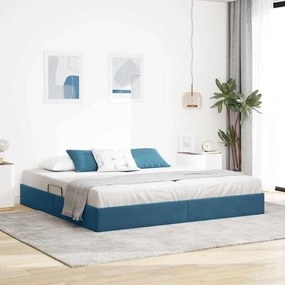 vidaXL Cama com Armazenamento Azul Escuro 200 x 200 cm Veludo