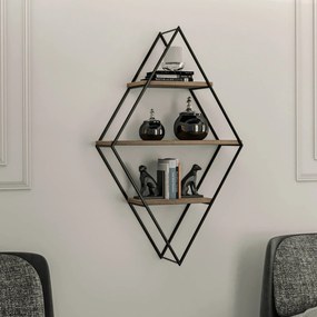 Prateleira de Parede Prizma – Preto e Nogueira – 60x100x21 cm