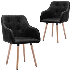 vidaXL Cadeiras de jantar 2 pcs tecido preto