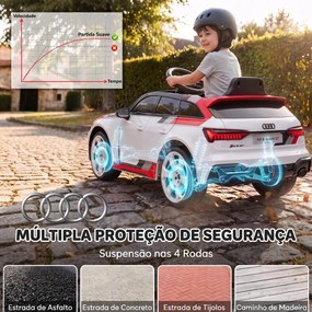 Carro Elétrico para Crianças Audi RS 6 Avant GT 12V com Comando à Distância 2,4 G Motor Duplo Arranque Suave e Suspensão