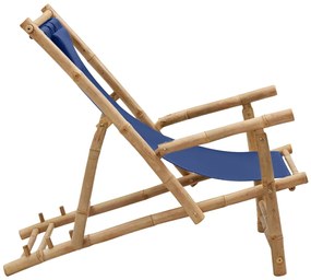 Cadeira de terraço de bambu e lona azul-marinho