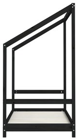 Estrutura de cama infantil 2x(80x160) cm pinho maciço preto