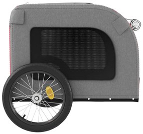 Reboque bicicleta p/ animais tecido oxford/ferro vermelho/cinza