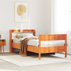 vidaXL Cama sem colchão 90x200 cm pinho maciço castanho-mel