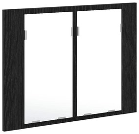 Armário de Espelho LED para Casa de Banho vidaXL Preto Carvalho 60x12x