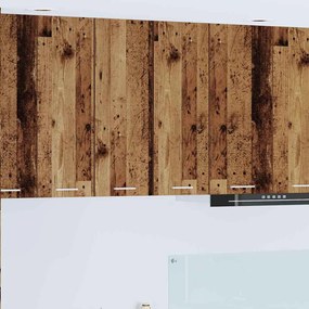 vidaXL Armário suspenso com porta Riga 2 pcs Madeira Antiga e Branco