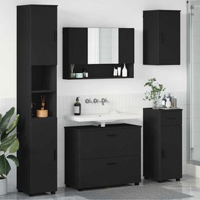 vidaXL Conjunto de Móveis para Banheiro 5 pcs Preto 30 x 35 x 192 cm