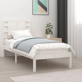 vidaXL Estrutura de cama solteiro 90x190 cm madeira maciça branco