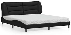 Cama com colchão 180x200 cm couro artificial preto