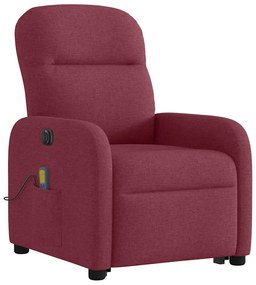 Poltrona elevatória de massagens elétrica tecido vermelho tinto