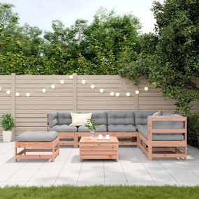 8 pcs conj. lounge jardim c/ almofadões madeira douglas maciça