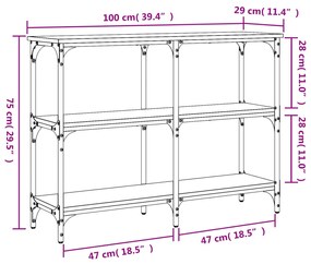 Mesa consola 100x29x75 cm derivados de madeira carvalho fumado