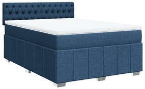 Cama com molas/colchão 160x200 cm tecido azul