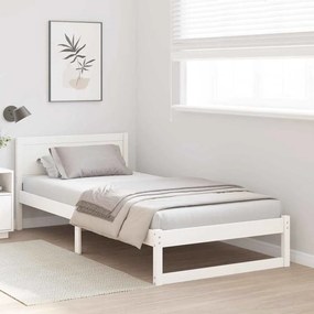 Estrutura de Cama Branca Madeira de Pinho Solteiro Durável