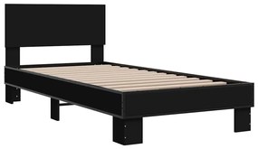 Estrutura de cama 90x200 cm derivados de madeira/metal preto