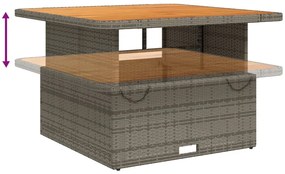 4 pcs conjunto de jantar p/ jardim c/ almofadões vime PE cinza