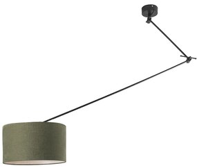 Candeeiro de suspensão preto com abajur 35 cm verde ajustável - Blitz Moderno
