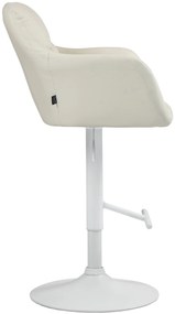 Banco de bar Natoma em couro sintético com estrutura branca 97-118 x 57 x 59 cm Creme