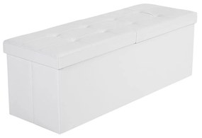Banco de armazenamento dobrável com tampo e assento | SONGMICS | 110 x 38 x 38 cm | branco | LSF75WT.