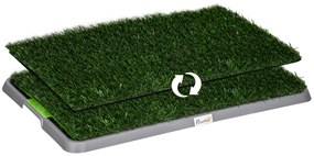 PawHut Resguardo de Treino para Cães com 2 Relvas Artificiais e Bandeja para Treino de Filhotes 67x41x3,5 cm Verde
