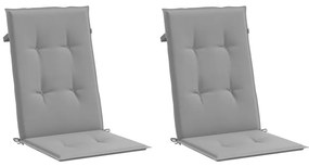 Almofadões para cadeiras altas de jardim 2 pcs tecido cinzento