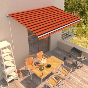 vidaXL Toldo retrátil automático 450x300 cm laranja e castanho