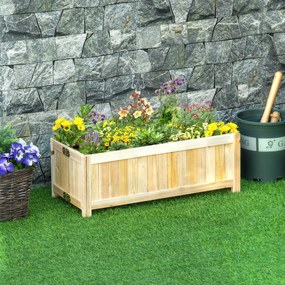 Floreira com pé dobrável, vaso para flores com dimensões de 70 x 30 x 25 A cm. Corpo com aspeto de ripas de madeira de abeto pré-oleada