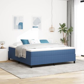 Cama Box com Colchão Azul, Super King, em Tecido Corduroy