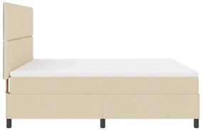Cama com colchão e luz LED, creme - 180 x 200 cm. Feita de tecido.