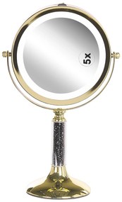 Espelho de maquilhagem preto e dourado com LED ø 18 cm BAIXAS Beliani