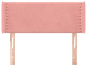 Cabeceira de cama c/ abas veludo 103x16x78/88 cm rosa