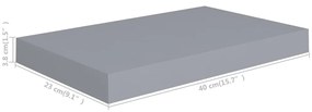 Prateleiras de parede suspensas 4 pcs 40x23x3,8cm MDF cinza